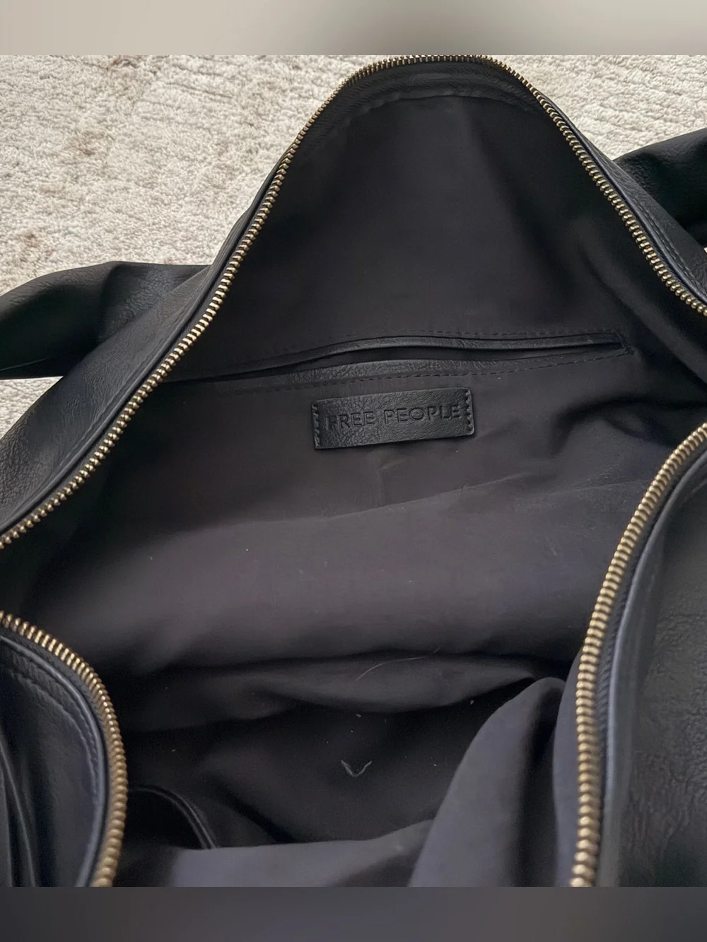 Free People Hobo Bag Black Leather Slouchy Shoulder Bag Boho
